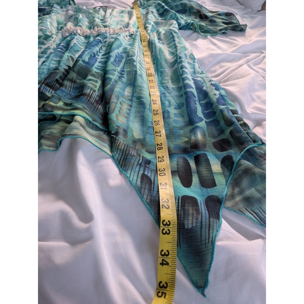 Mushka by Sienna Rose Fairycore Blouse Womens M Tunic Artsy Aqua Beach Sheer Top - Picture 11 of 11